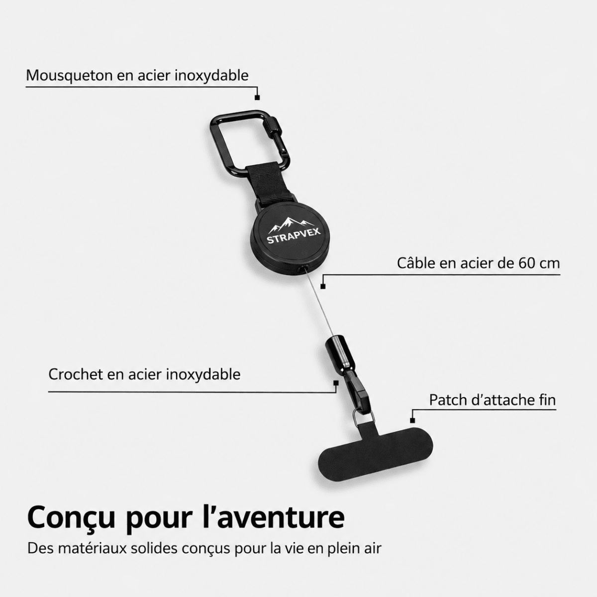 caractéristiques support téléphone strapvex